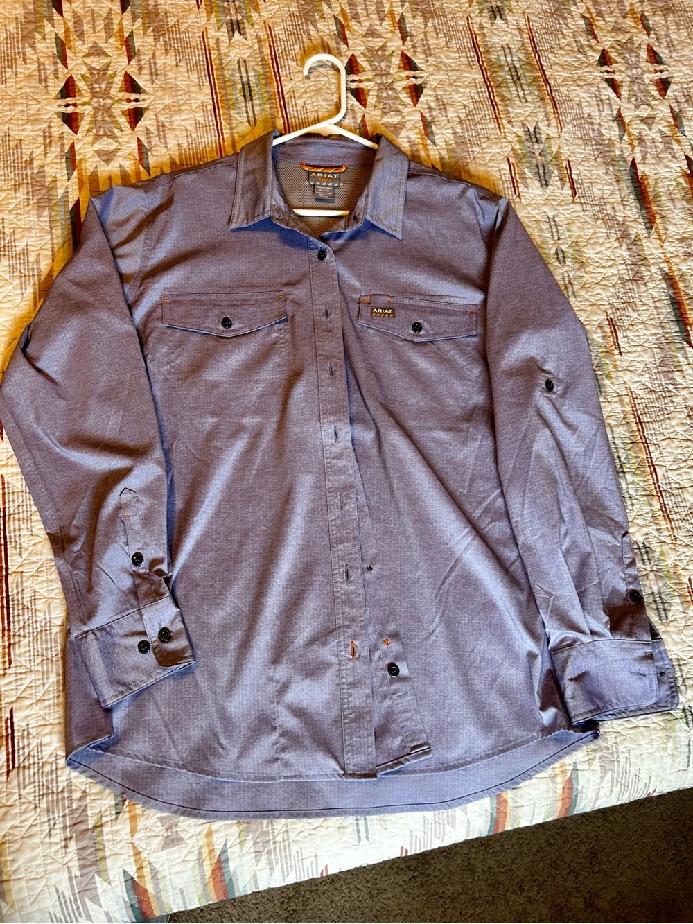 Ariat women's Long-Sleeve Blue Button-Down Work Shirt